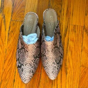Snakeskin mules